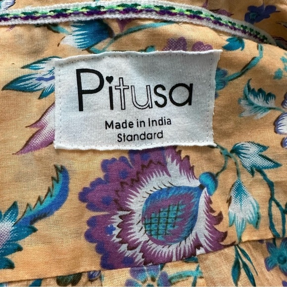 Revolve Pitusa Collared Floral Tie Shirt Multicolor Lace Boho SZ M Crochet NWOT - Picture 2 of 11